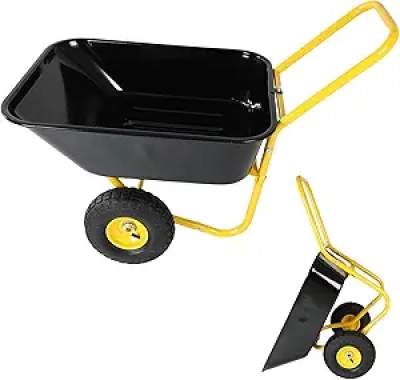 Dual Wheel Garden Wheelbarrow - 300 lbs Heavy Duty Yard Cart with Pneumatic Tires
