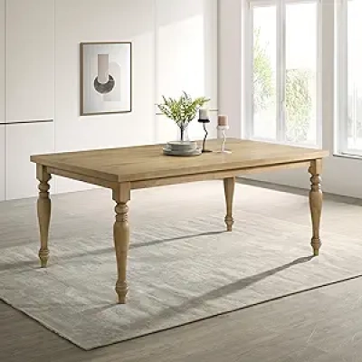 Roundhill Furniture Verta 72" Solid Wood Dining Table with Oak Veneer - Seats 6