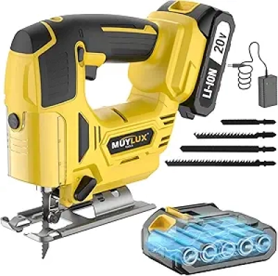 20V Cordless Jig Saw - Variable Speed Electric Jigsaw with Battery & Charger
