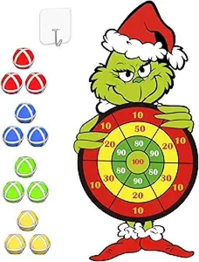 30 inch Christmas Dart Board Game - Safe Sticky Ball Set for Kids & Family Fun