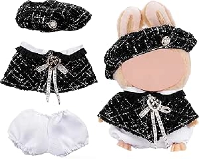 Tweed-Style Outfit Set for 17cm labubu Dolls - Cute Clothes & Accessories
