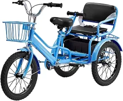 16 Inch Kids Bike with Dual Seats & Storage - Boys Girls Bicycle Ages 4-9
