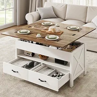 Marsail 40" Lift Top Coffee Table - 4-in-1 Multifunctional Farmhouse Table with Hidden Storage