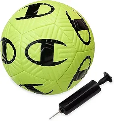Champion Playmaker Logo Soccer Ball with Pump - Durable Training Ball for Kids, Youth & Adults