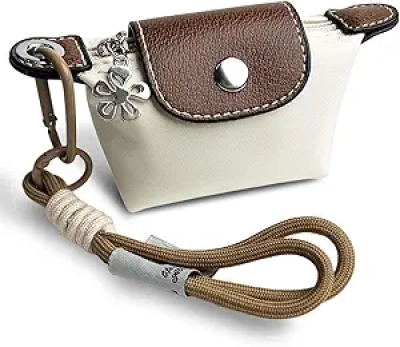 Vintage Nylon Mini Coin Purse Keychain for Women - Compact Zip Wallet