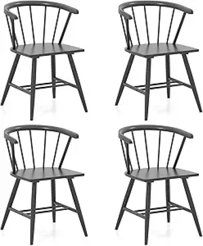 GOFLAME Windsor Dining Chairs Set of 4 - Farmhouse Kitchen Chairs with Spindle Back
