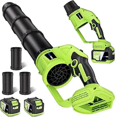 650 CFM Cordless Leaf Blower - Brushless 21V Electric Leaf Blower with 2 Batteries & Charger