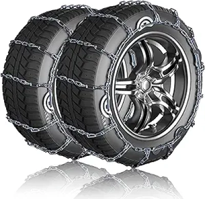 Heavy Duty Car Snow Chains 2-Pack - Universal Fit for Cars, SUVs & Trucks (TT-1142)