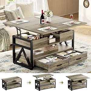 40" Lift Top Coffee Table with Storage - 4-in-1 Multifunctional Farmhouse Design