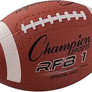 Champion Sports Rubber Football | Durable All-Weather Grip Ball for Youth & Training