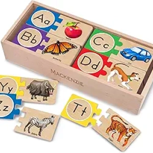 Self-Correcting Alphabet Puzzle 52pc - Wooden ABC Learning Toys for Toddlers