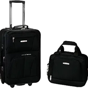 Rockland Fashion Softside Upright Luggage Set 2-Piece Black Expandable