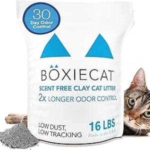 Boxie Unscented 30 Day Odor Control Clumping Clay Cat Litter - 99.9% Dust-Free, 16 lb
