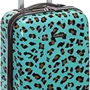 Rockland Safari Blue Leopard Carry-On Luggage 20" | Lightweight Hardside Spinner