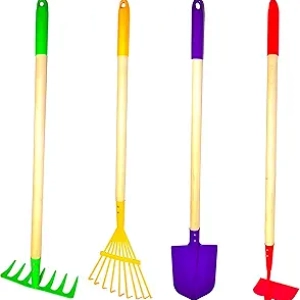Kids Garden Tool Set - 4-Piece Steel & Wood Gardening Toys for Ages 5+