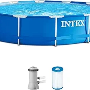 12ft Above Ground Swimming Pool Set with 530 GPH Filter Pump | INTEX Metal Frame