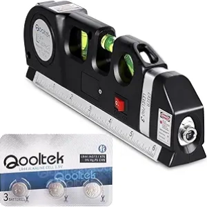Laser Level Multi Tool with Cross Line & 8ft Measuring Tape - Qooltek