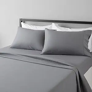 Amazon Basics Microfiber Sheet Set Full Dark Gray - Soft, Wrinkle-Free