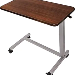 Vaunn Medical Adjustable Overbed Table with Wheels - Hospital Grade