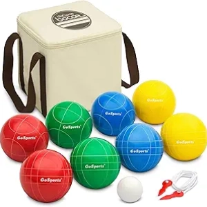 GoSports 90mm Premium Resin Bocce Ball Set - Regulation Outdoor Lawn Game