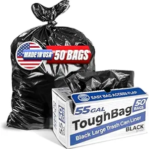55 Gallon Heavy Duty Trash Bags | 1.2 Mil Contractor Grade | 50 Count