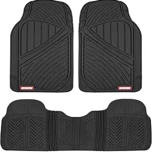 Motor Trend FlexTough All-Weather Rubber Car Floor Mats - Heavy-Duty 3-Piece Set