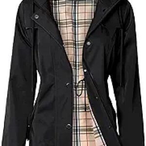 SaphiRose Women's Water-Resistant Hooded Rain Jacket | Windbreaker Raincoat for Outdoor Activities