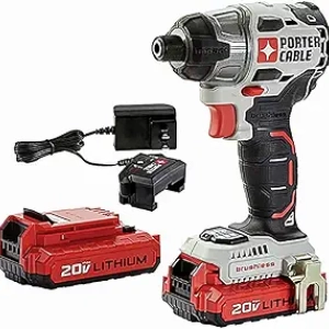 PORTER-CABLE 20V MAX Brushless Impact Driver Kit - 1/4" Quick-Change, 1,400 in-lbs Torque