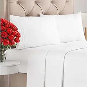 Queen Size Microfiber Sheet Set - Soft, Breathable & Cooling Bed Sheets