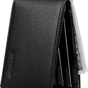 Chelmon Slim Wallet for Men - RFID Blocking Minimalist Bifold with ID Window