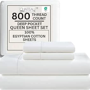 800 Thread Count Egyptian Cotton Queen Sheet Set - Deep Pocket, Luxury Hotel Bedding