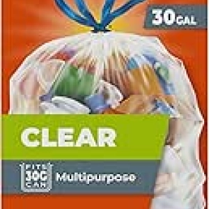 Hefty Clear Trash Bags 30 Gallon, 36 Count - Drawstring, Puncture Resistant