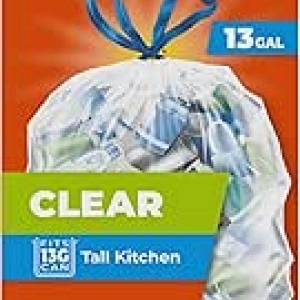 Hefty Clear Trash Bags 13 Gallon - 60 Count Drawstring Kitchen Garbage Bags