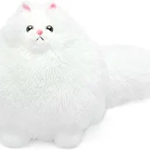 Soft White Stuffed Cat Plushie 10 inches - Cute Fluffy Cat Toy for Kids
