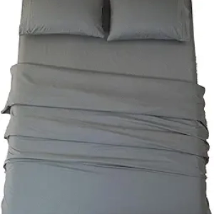 SONORO KATE Queen Bed Sheet Set 1800 Thread Count Microfiber Dark Grey