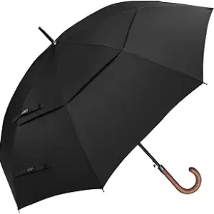 G4Free Wooden J Handle Golf Umbrella 52/62 Inch Windproof UV Protection Auto Open