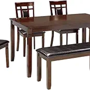Signature Design by Ashley Bennox 6-Piece Brown Dining Room Table Set with Chairs and Bench