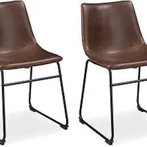 Mid Century Dining Chairs Set of 2 - Modern Bucket Seats with Faux Leather
