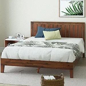 Zinus Vivek Deluxe Full Wood Platform Bed Frame with Headboard - Antique Espresso