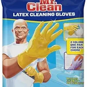 Mr. Clean Large Reusable Latex Gloves - 2 Pairs, 2 Colors with Cotton Lining