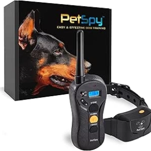 PetSpy Waterproof Dog Shock Collar with Remote - 650 Yard Range