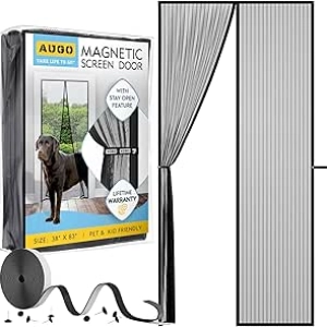 AUGO Magnetic Screen Door 38x83 - Self-Sealing, Heavy Duty Mesh for Bugs & Pests