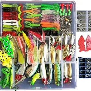 275-Piece Fishing Lure Kit - Bass, Trout & Salmon Lures with Frogs, Spoons & Grasshoppers