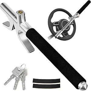 MONOJOY Universal Steering Wheel Lock with Safety Hammer - Anti-Theft Car Security Device