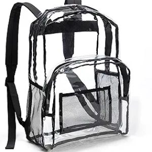 Amazon Basics Transparent Clear School Backpack - Water-Resistant PVC with Reinforced Straps