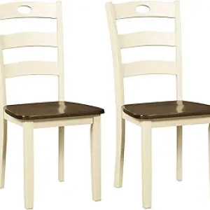 Signature Design by Ashley Woodanville Ladderback Dining Chairs Set of 2 - Cream & Brown