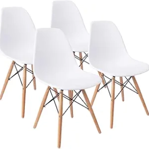 Furmax Modern DSW Dining Chairs Set of 4 - Mid Century White Shell Lounge Chairs