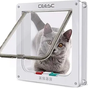 CEESC Magnetic Cat Flap Door with 4-Way Lock - Medium Size Pet Door for Cats