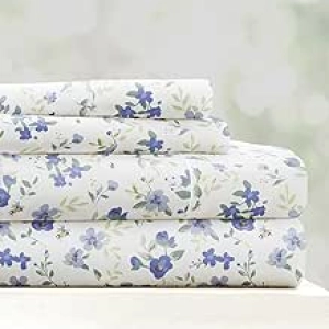 Cooling Queen Sheet Set 4-Piece - Double-Brushed Microfiber Sheets w/ 16" Deep Pocket