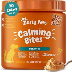 Zesty Paws Calming Chews for Dogs - Stress Relief & Relaxation (90 Count)